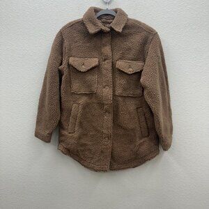 American Eagle Sherpa Button Up Shacket Shirt w Pockets Warm Winter Womans Small